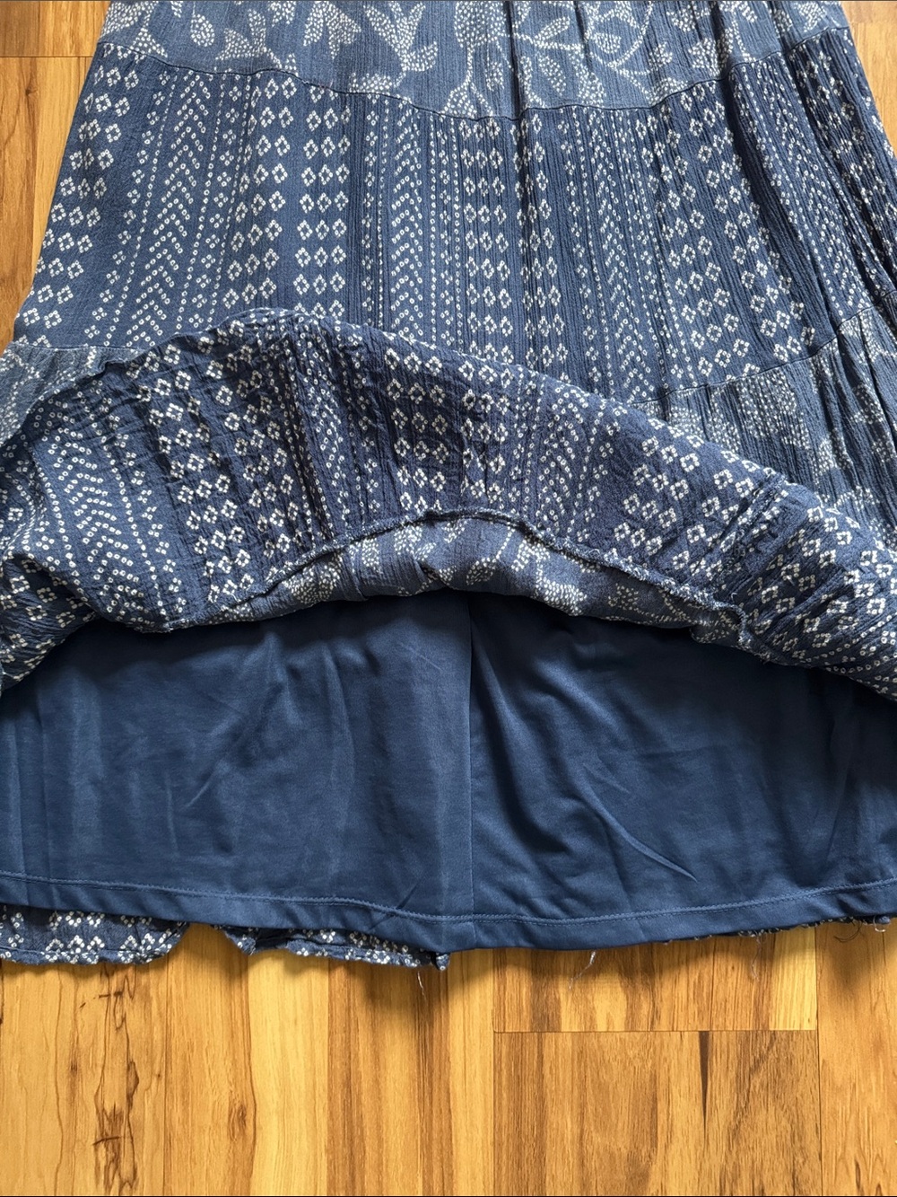 J. Gee Navy and White Boho Tiered Maxi Skirt - Picture 3 of 4